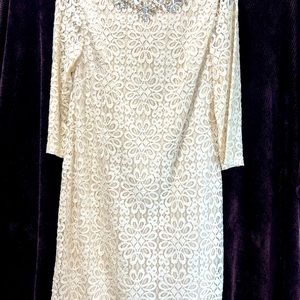 Cream color Formal Lace Dress with beads
